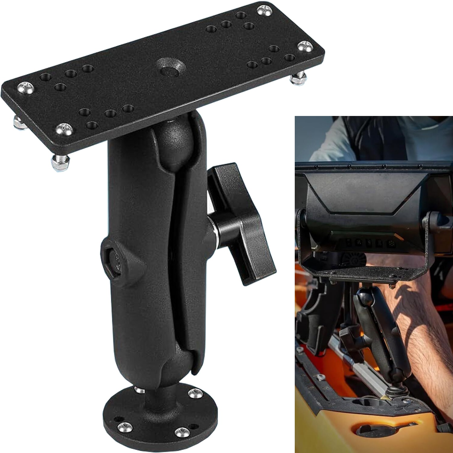 Aluminum Fish Finder Gimbal Mount with 1.5" / C Size Ball for Garmin, Lowrance