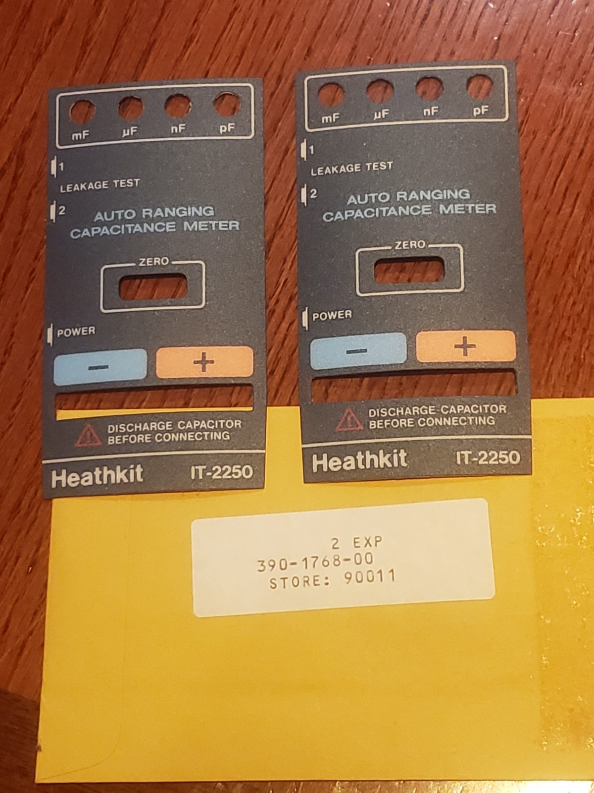 One New Heathkit IT-2250 Front Label #390-1768 for the Capacitance Meter
