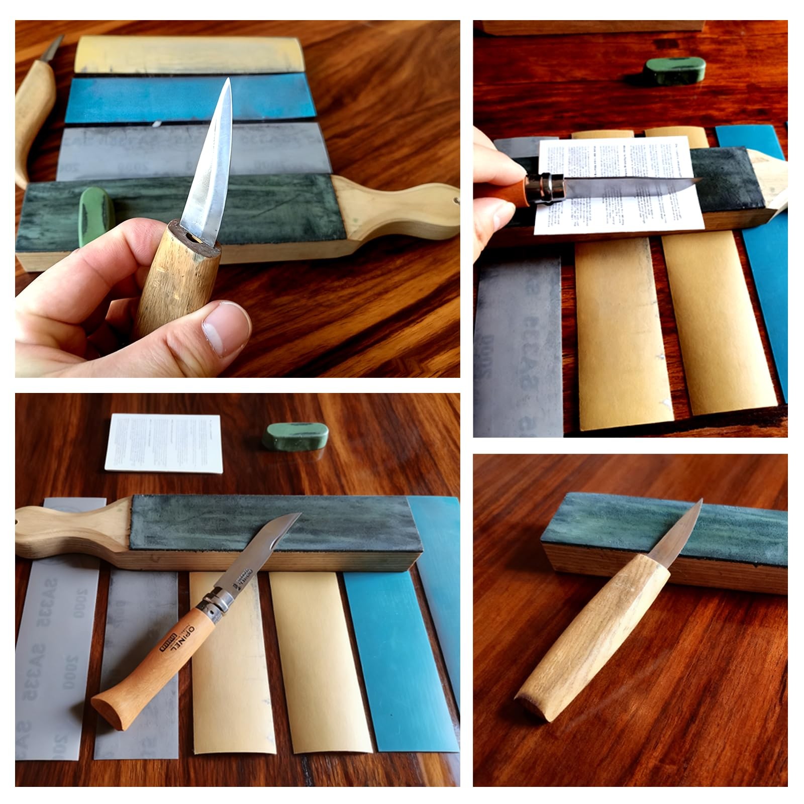 12x2 Inch Medium DoubleSided Leather Strop Paddle Sharpening Honing Kit