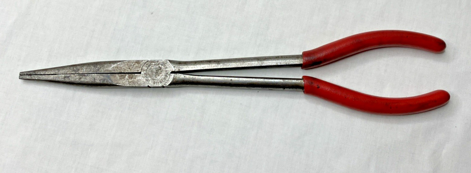 Snap-On Model 911ACP 11” Long Needle Nose Pliers Red Handles USA