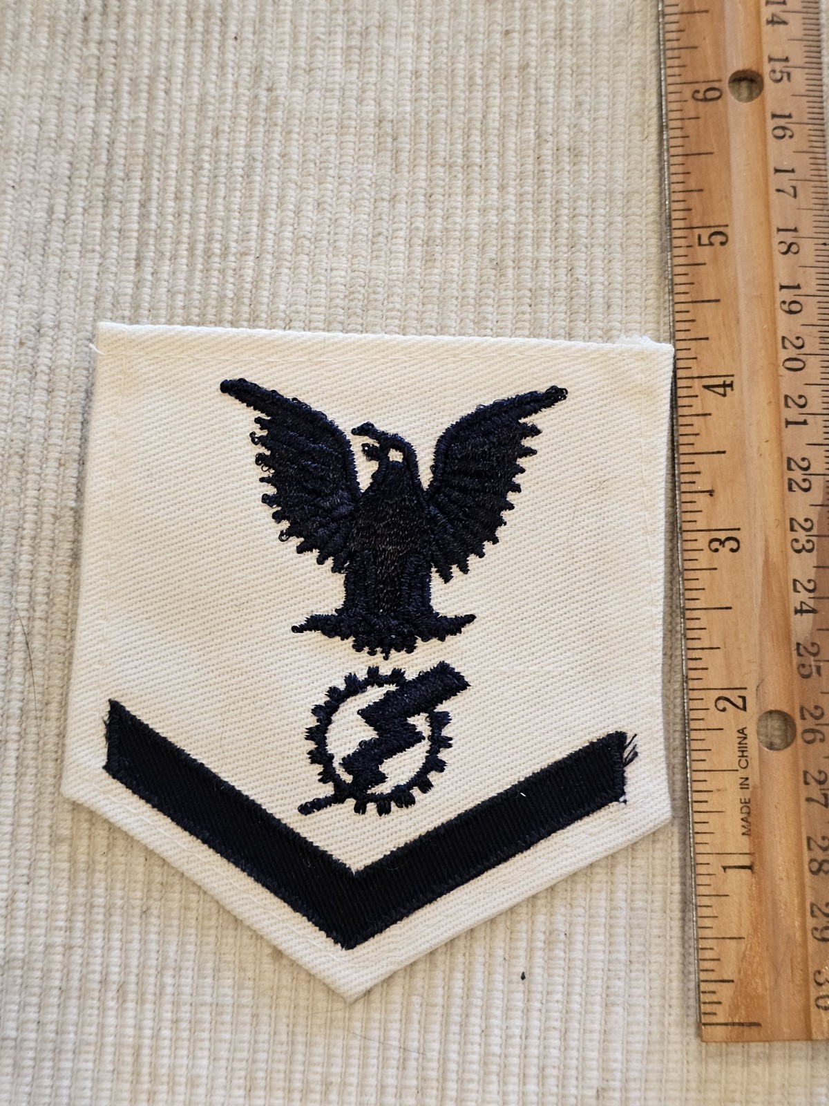 WWII USN Navy Tradesman 3rd Class Rate White Chevron Patch L@@K!!!