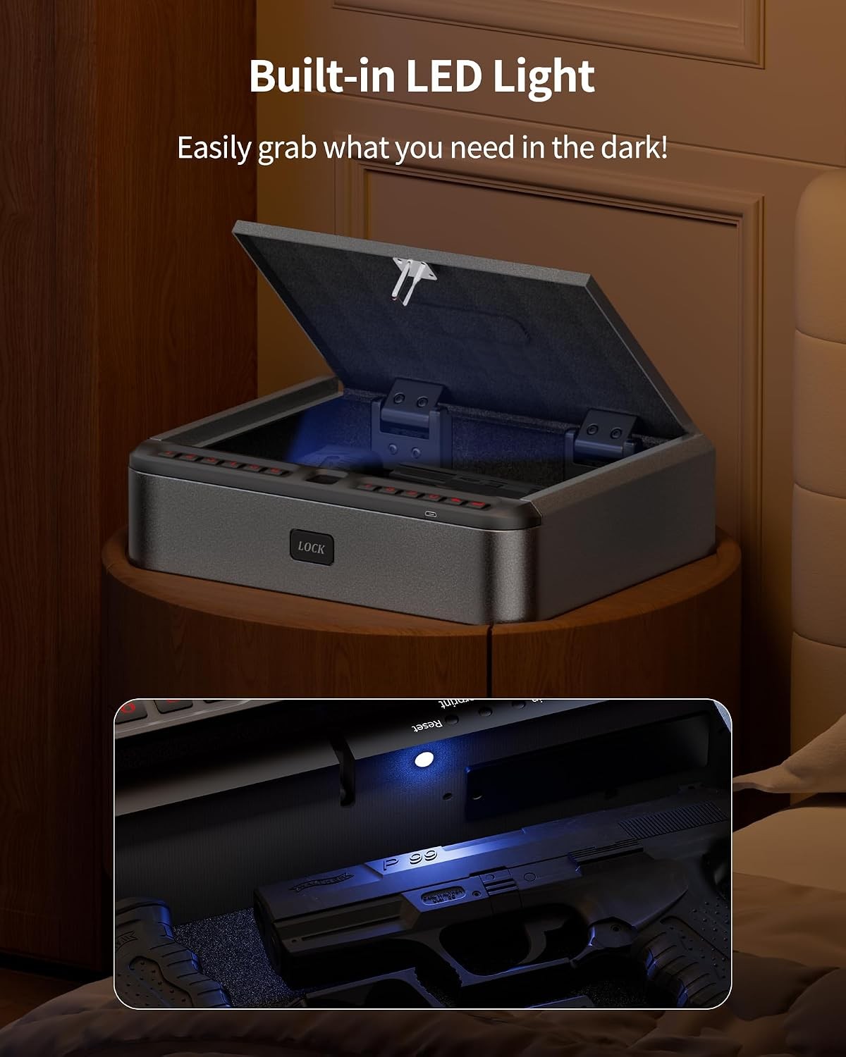 BILLCONCH Biometric Gun Safe Fingerprint/Keypad/Key/APP Access