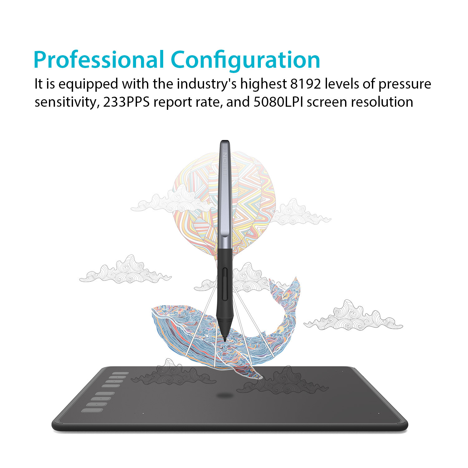 Huion H950P Graphics Drawing Tablet OTG Support Tilt Certified Refurbished