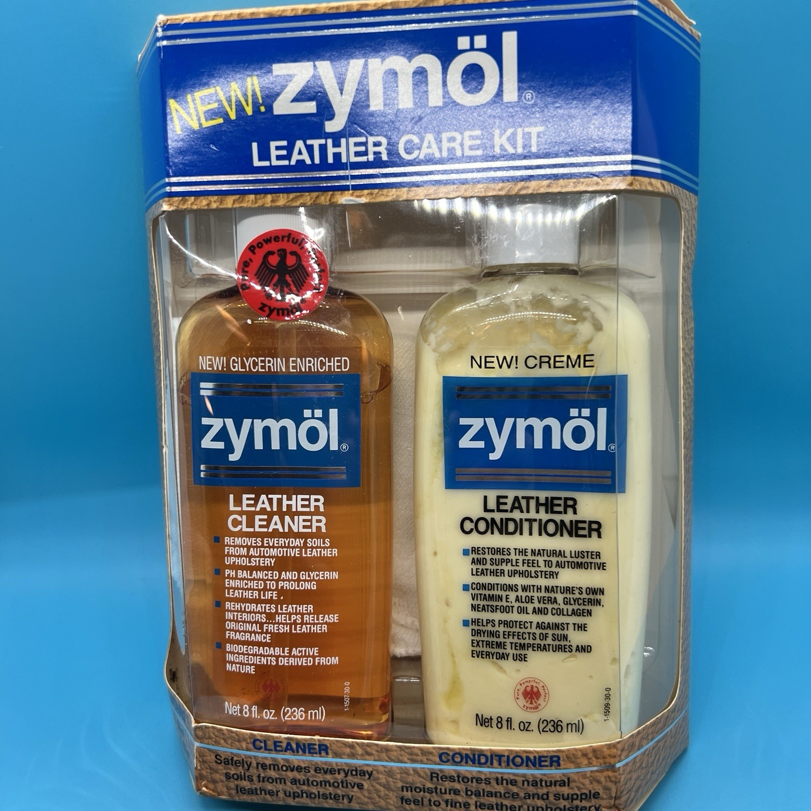 New ZYMOL Leather Care Kit 8 oz Leather Cleaner & 8 Ounce Cream Conditioner car