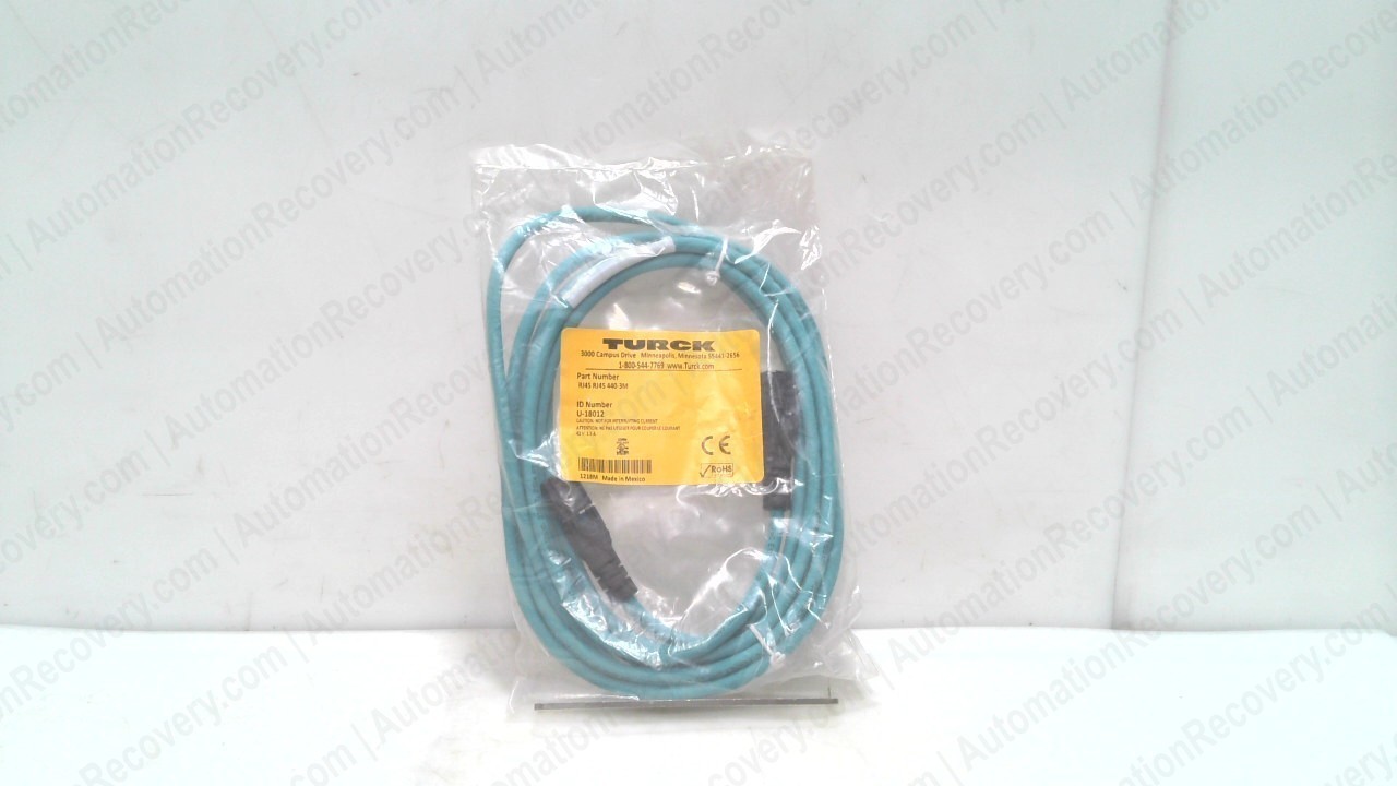 TURCK RJ45 RJ45 440-3M ETHERNET CABLE ASSEMBLY, U-18012, NEW #349274