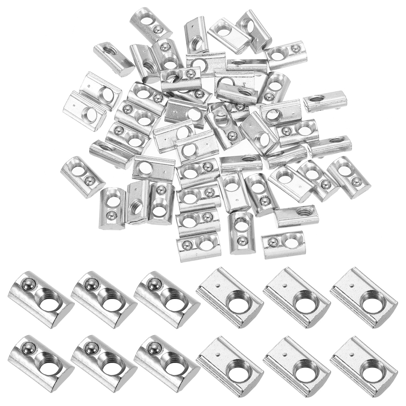 100Pcs M5 Half Round Roll in Spring t Nuts 2020 Series t Slot Spring Nuts Silver