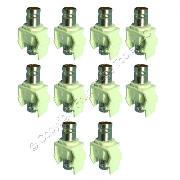 10 Leviton Almond Quickport Female BNC Video Jacks Fitting Nickel Plated 41084