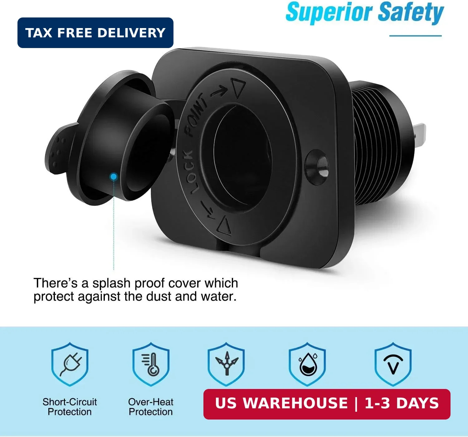 Nilight 2 Pack Car Cigarette Lighter Socket DC 12V Waterproof Power Outlet Adapt