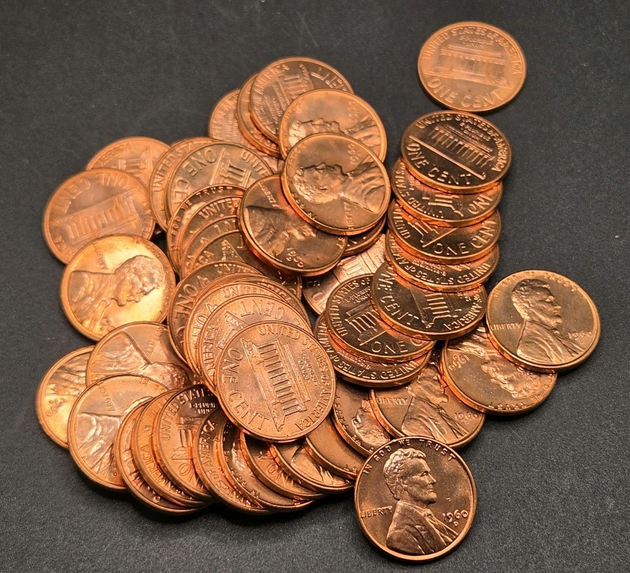 Roll of (50) 1960-D (Small Date) Lincoln Memorial Cents | BRILLIANT UNCIRCULATED