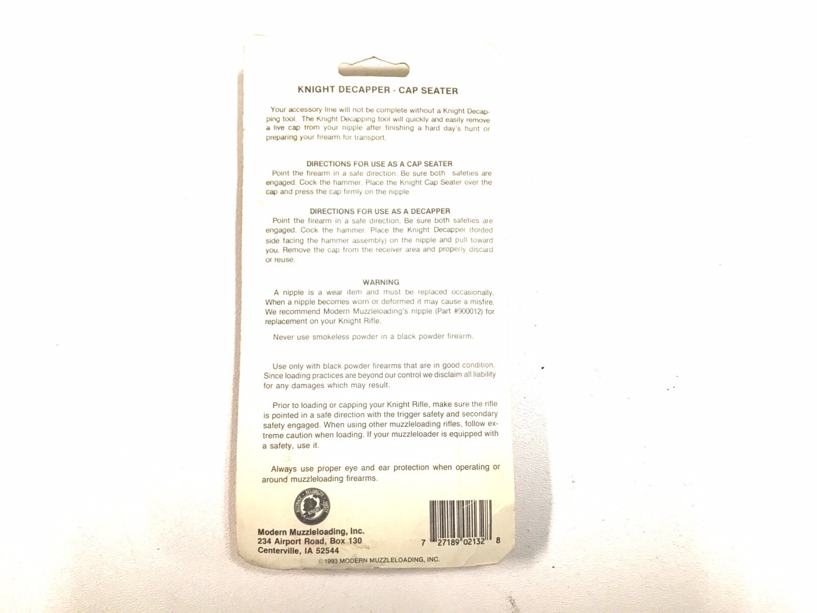 Knight MK-85 # 11 Decapper - Cap Seater ( NOS )