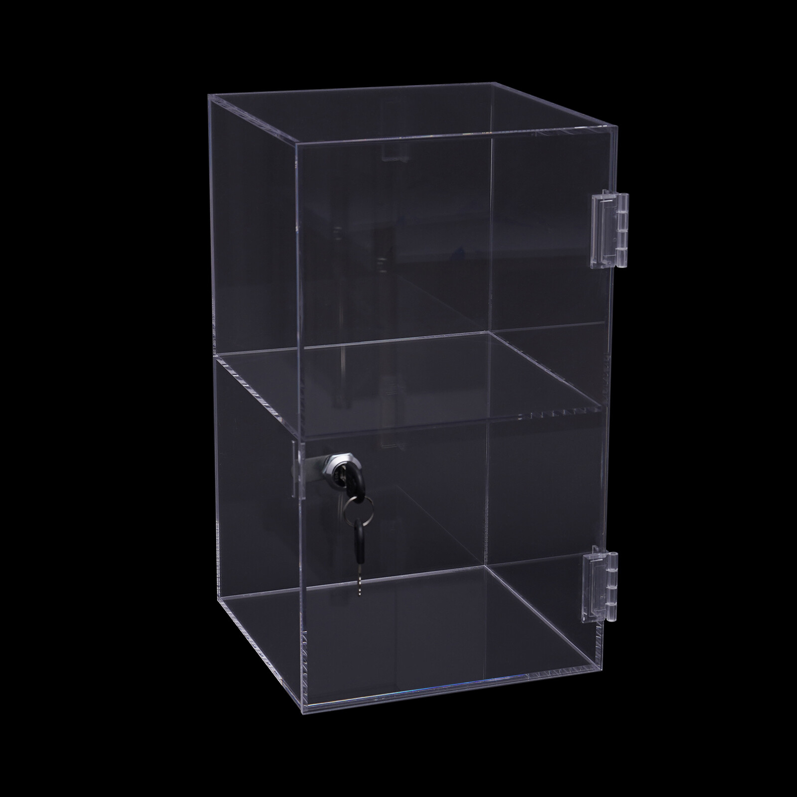 2-layers Countertop Display Case 20*20*35cm Locking Security Showcase Cabinet US