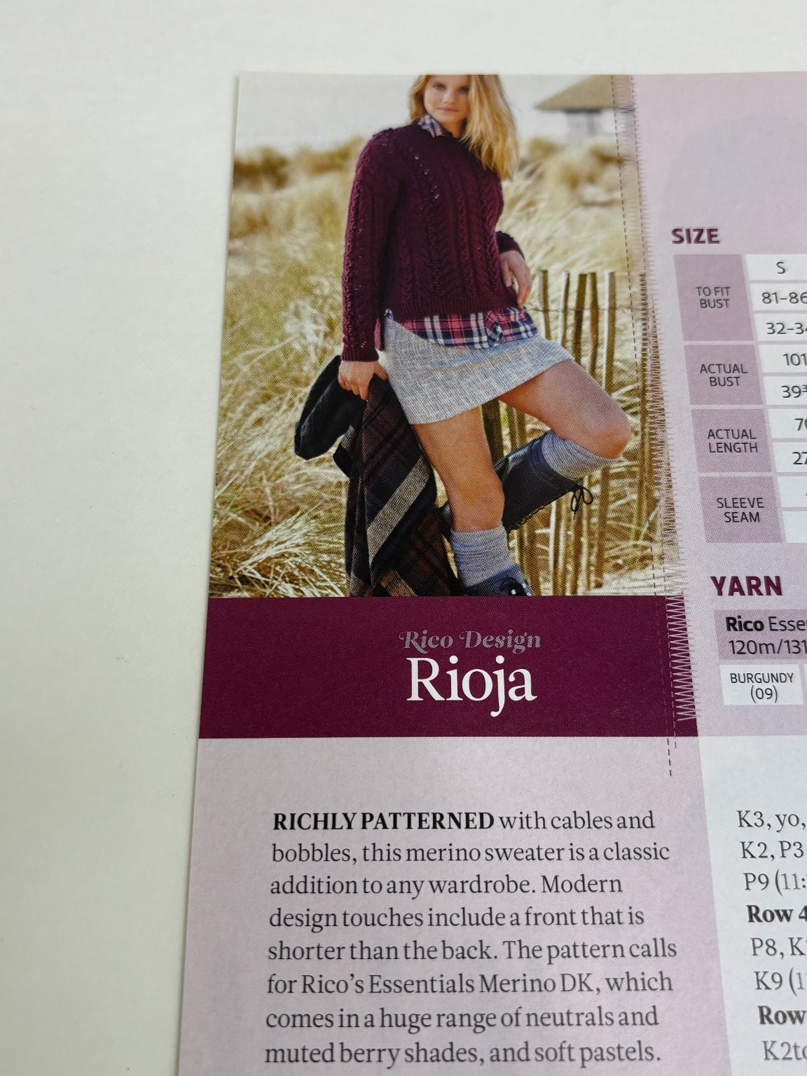 Rioja Jumper Sweater Knitting Pattern Magazine Pages
