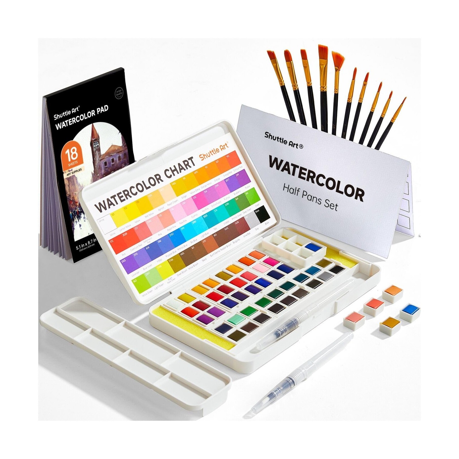 Watercolor Paint Set, Shuttle Art 48 Colors Watercolor Paint in Hal... Fast Ship