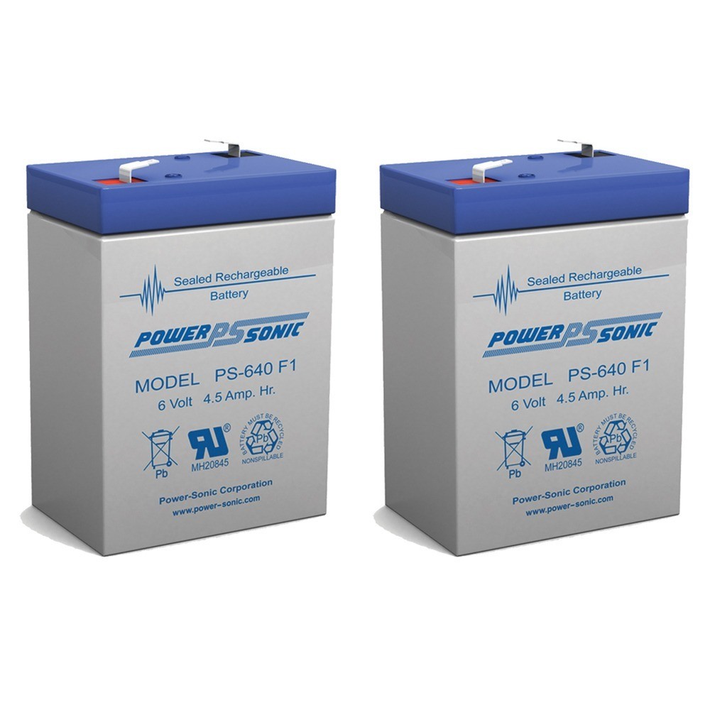 Power-Sonic 6V 4.5AH Battery for LightAlarms CE1-5BL, CE1-5BS, CE1-5BK - 2 Pack