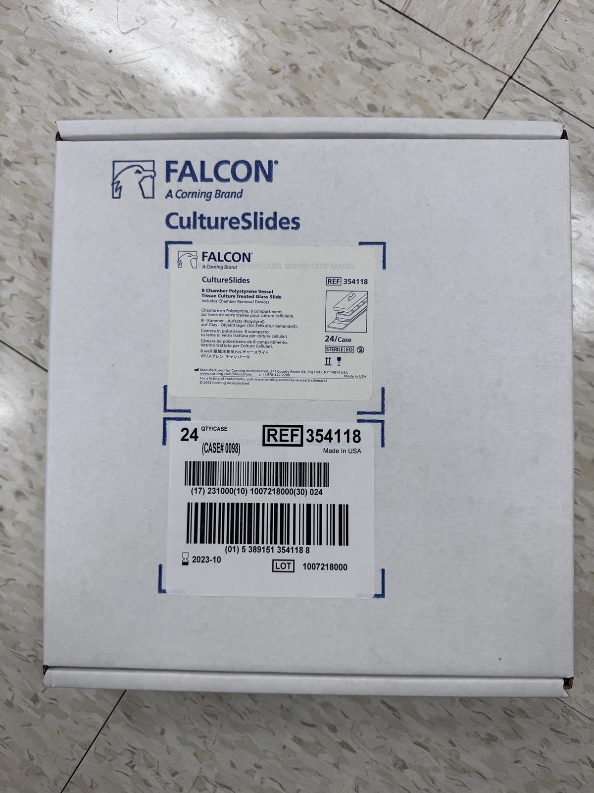 Falcon 354118 Culture Slides 8 Chambers, Tissue Cultures Glass, 24 Trays