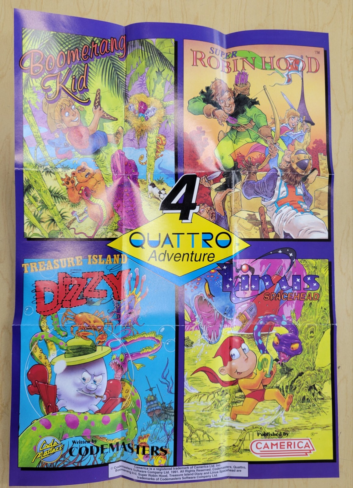 Camerica Codemasters 4 Quattro Dizzy Robin Hood NES Nintendo Insert Poster Only
