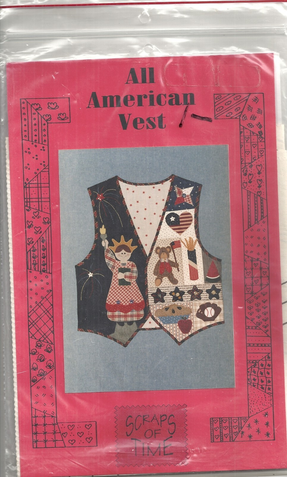 SCRAPS OF TIME MISSES' SIZE S-L ALL AMERICAN VEST SEWING PATTERN ©1995
