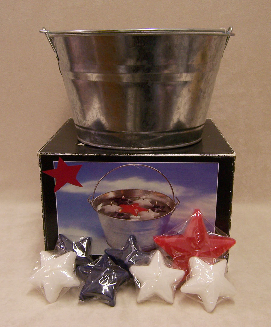 New in the Box Sonoma Galvanized Bucket of Stars 6" High with 7 Floating  Stars
