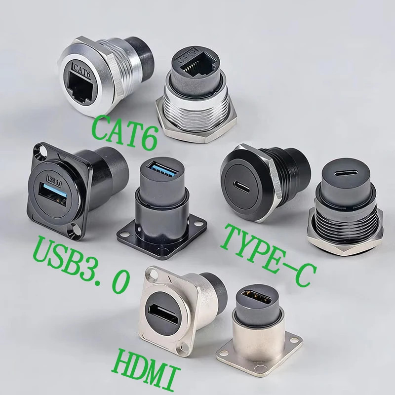 Metal D Type Panel Mount RJ45 CAT6 USB 2.0/3.0 Type C HDMI Socket Module