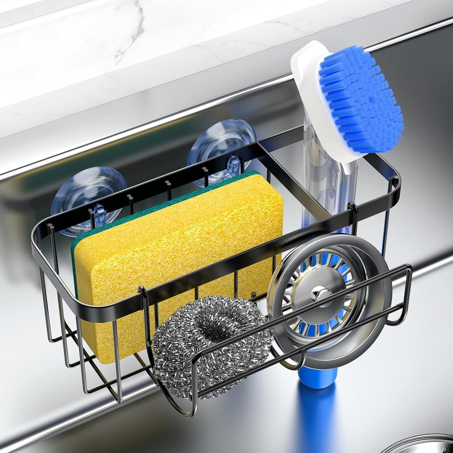 Organizador Esponja Cocina Bano Adhesivo Con Ventosa Extra 7.09"L x 4.33"W x 2.7