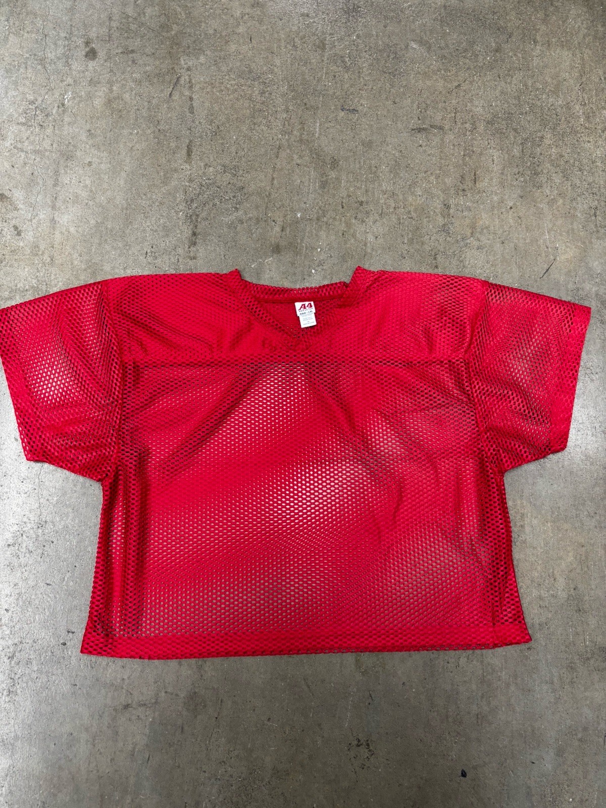 Vintage Mesh Football Jersey Size L/XL Red Blank Boxy Cropped Streetwear Layer