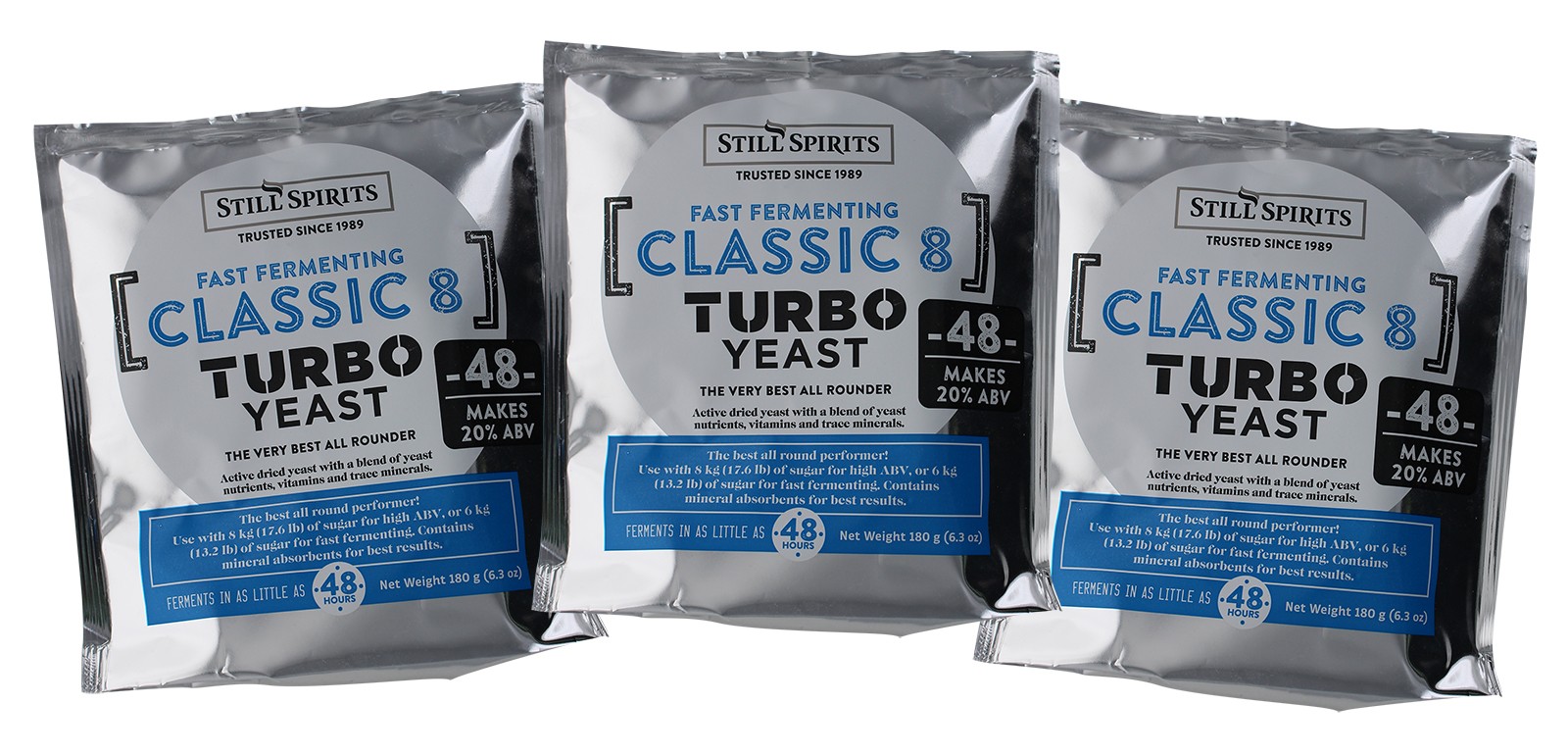 3x Still Spirits Classic Turbo Yeast 48 Hour