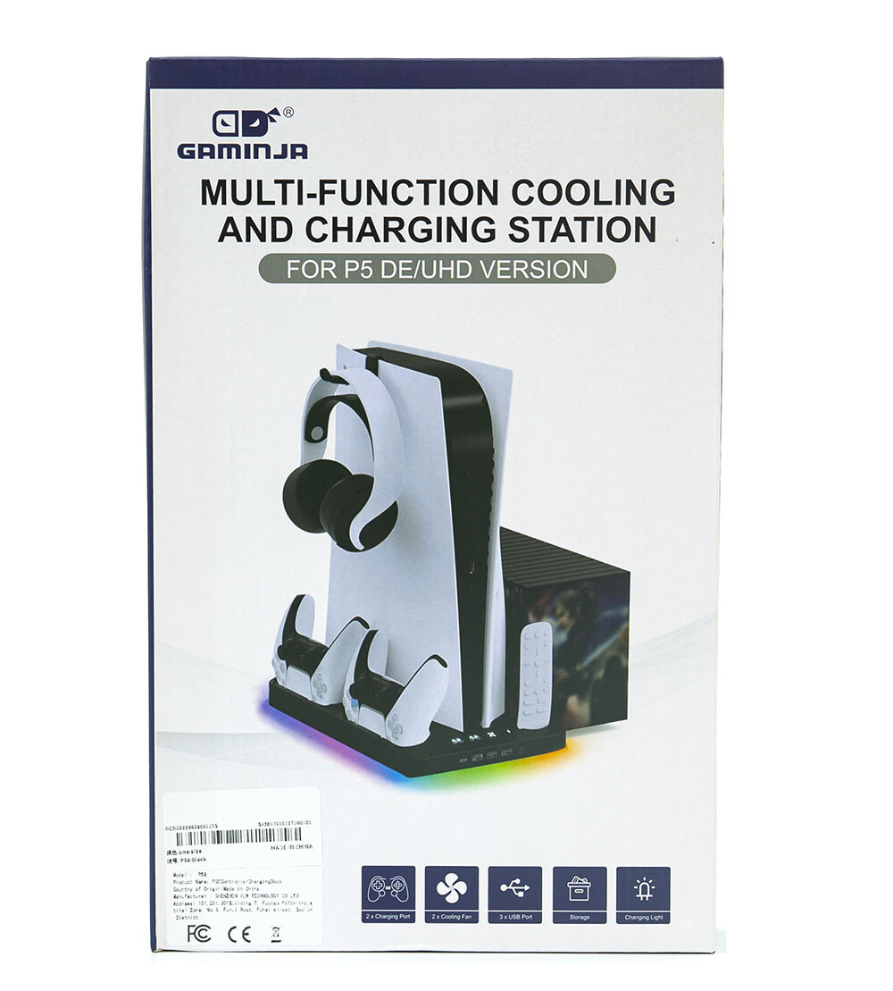 For PS5 Console Dual Controller Charger Charging Dock Station Cooling Fan