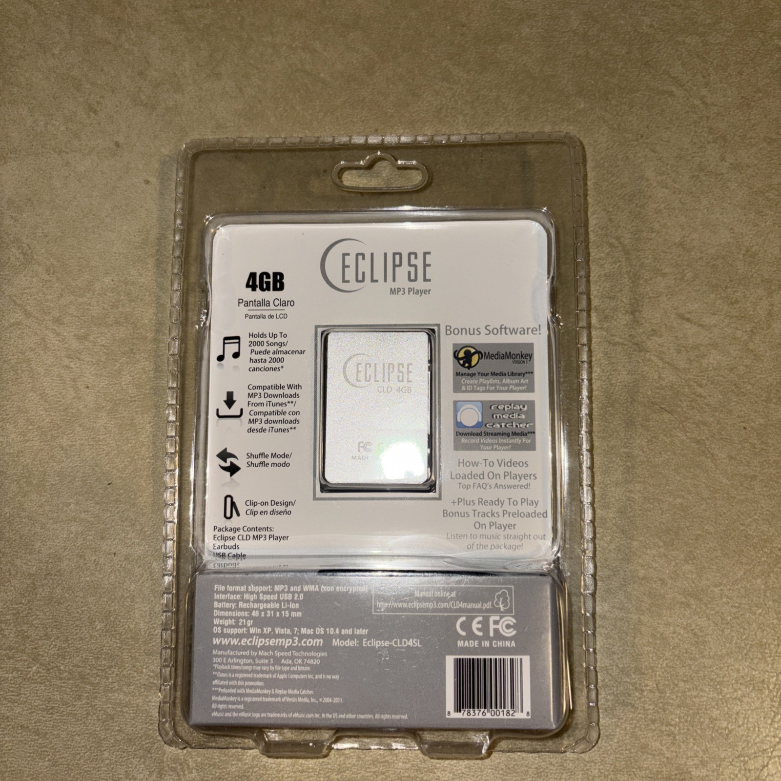 Eclipse CLD 4 G MP3 Audio Player Holds 2000 Songs