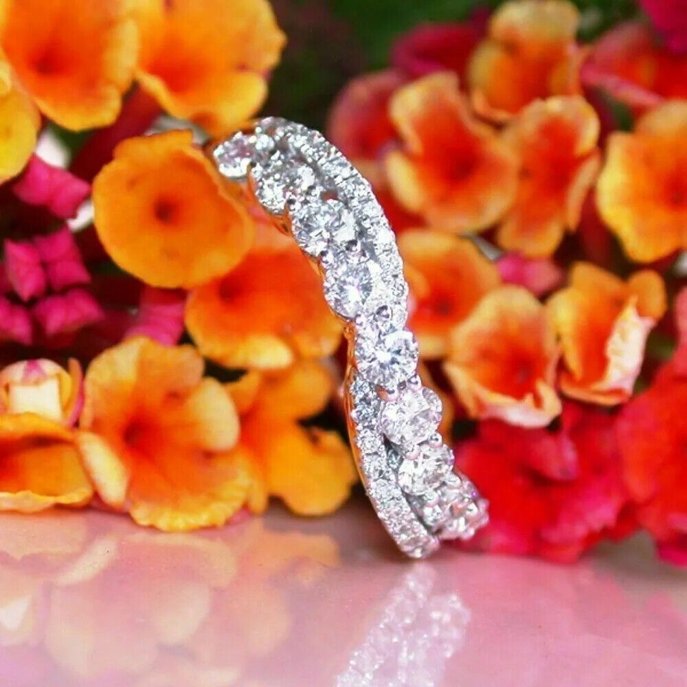 White Diamond 2.10 Ct Lab-Created Round Cut Wedding Ring 925 Sterling Silver