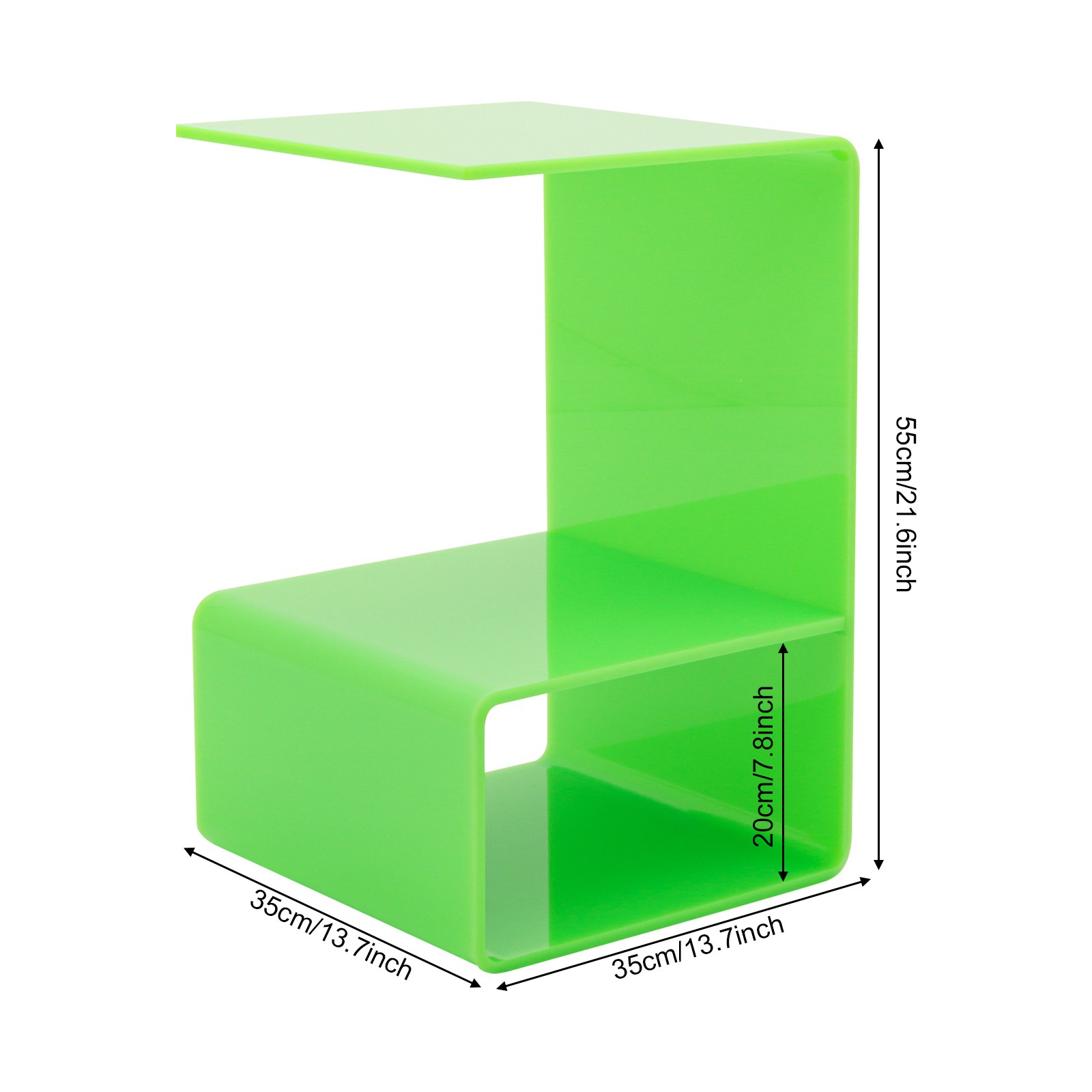 3-Tier Green Acrylic Side Table - Stylish Storage for Small Spaces
