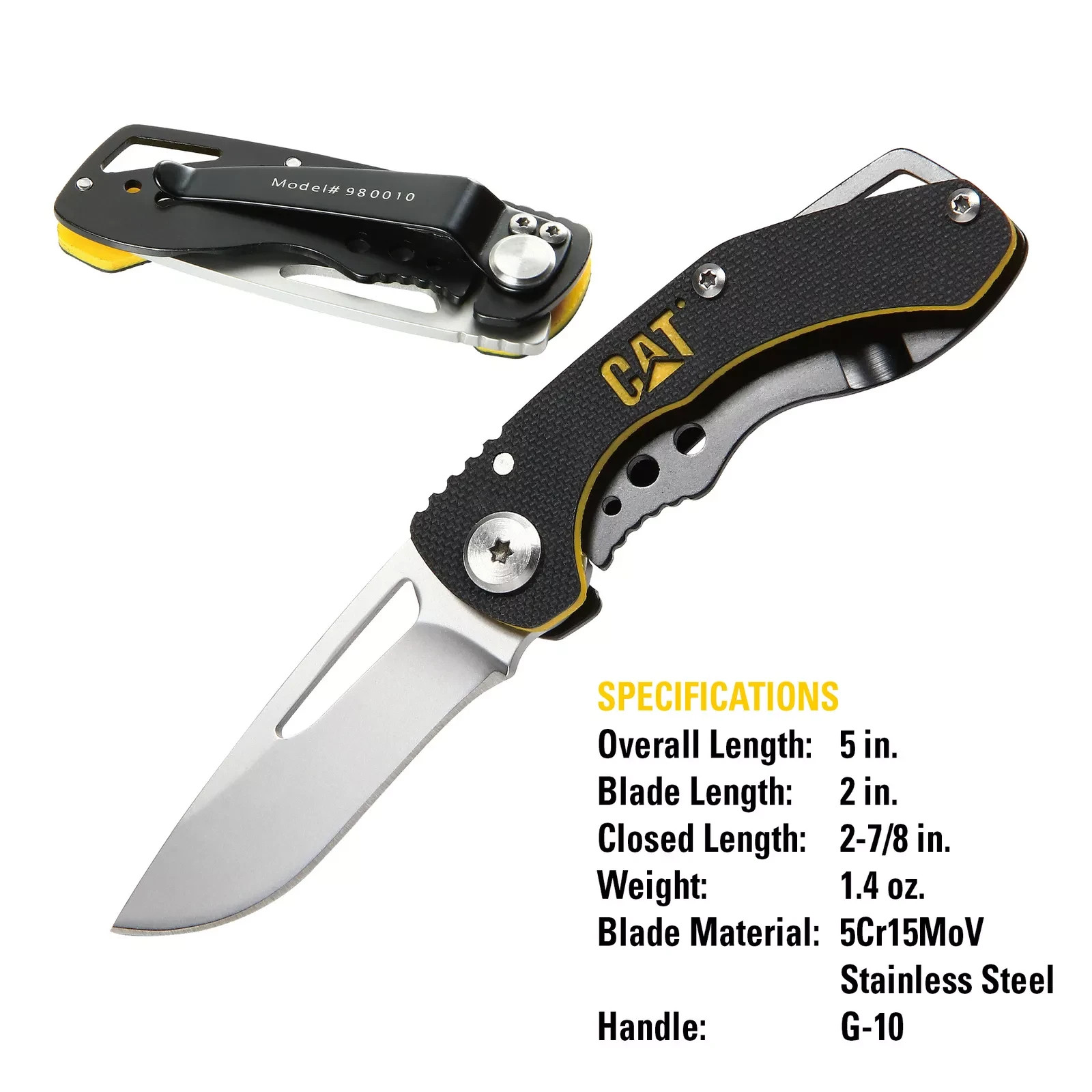 Cat 5 Inch Drop Point Folding Knife - 980010