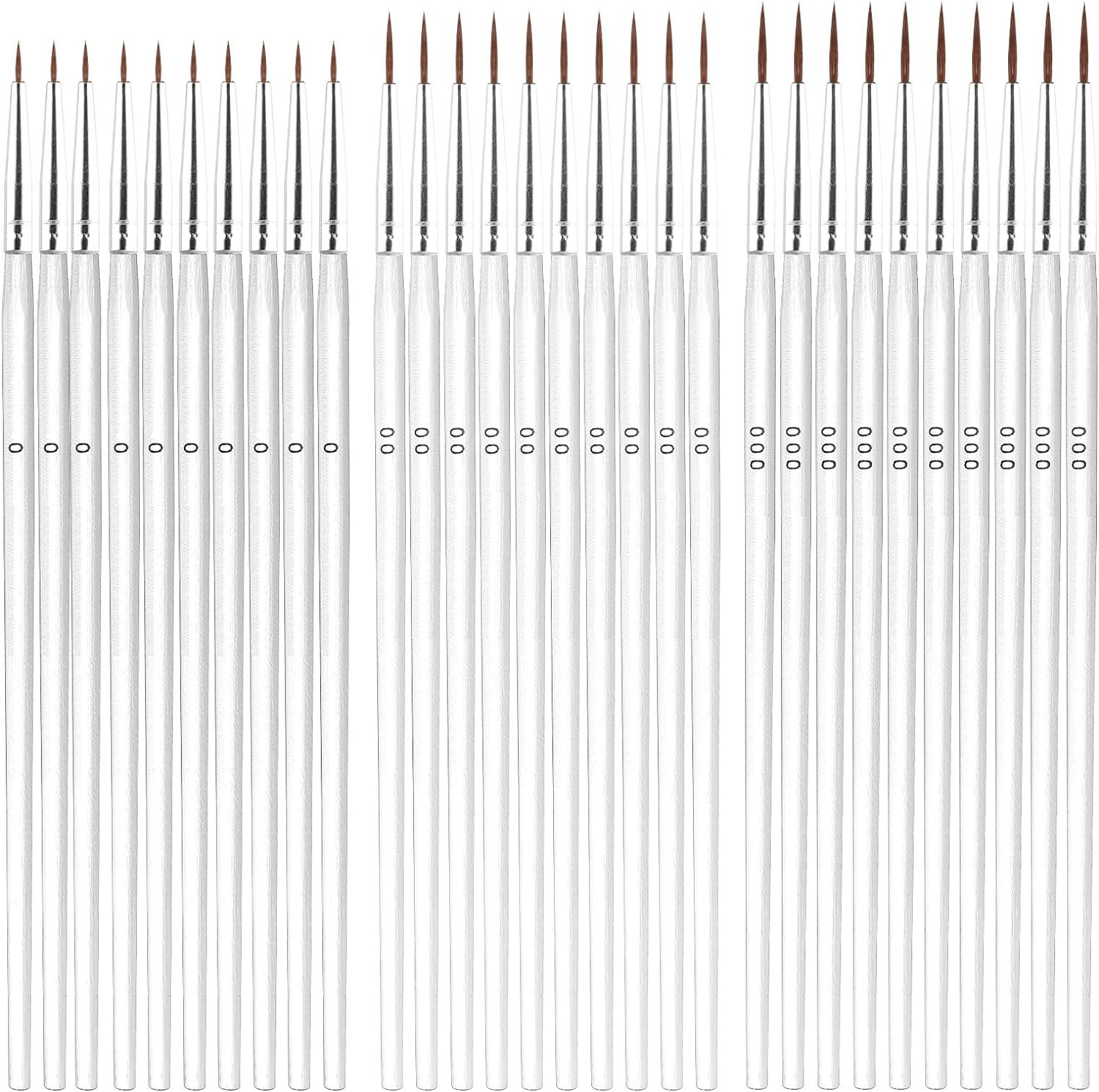 30Pcs Detail Paint Brushes, Fine Tip Paint Brush with 3 Sizes #0#00#000 Mini Tin