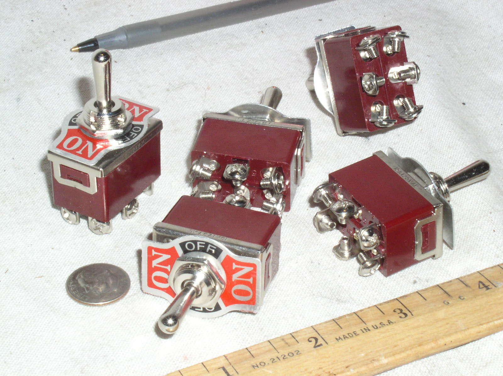 5 DPDT HIGH POWER AC ON-OFF-ON TOGGLE SWITCH SPRING BOTH WAYS 15 A AMP 15A USA
