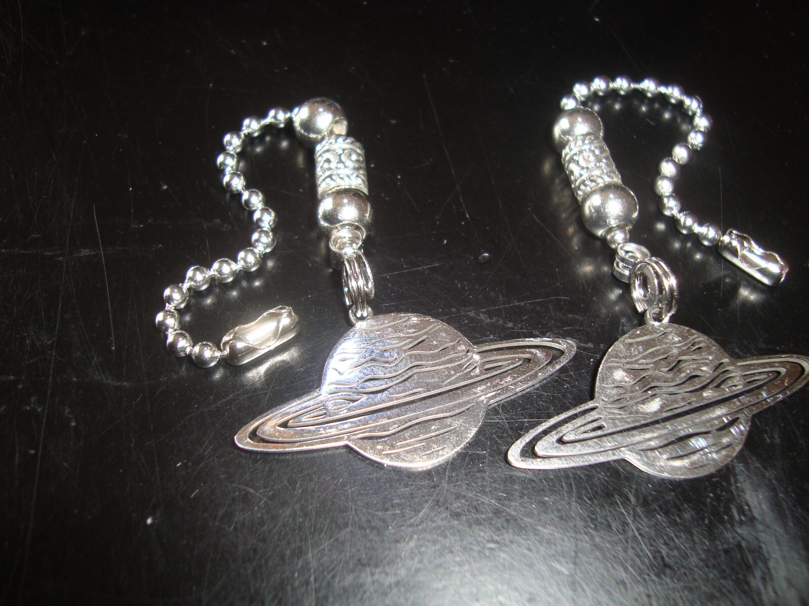 Pair Metal Planet Ceiling Fan Pull Chains – Decorative Light/Lamp Pulls