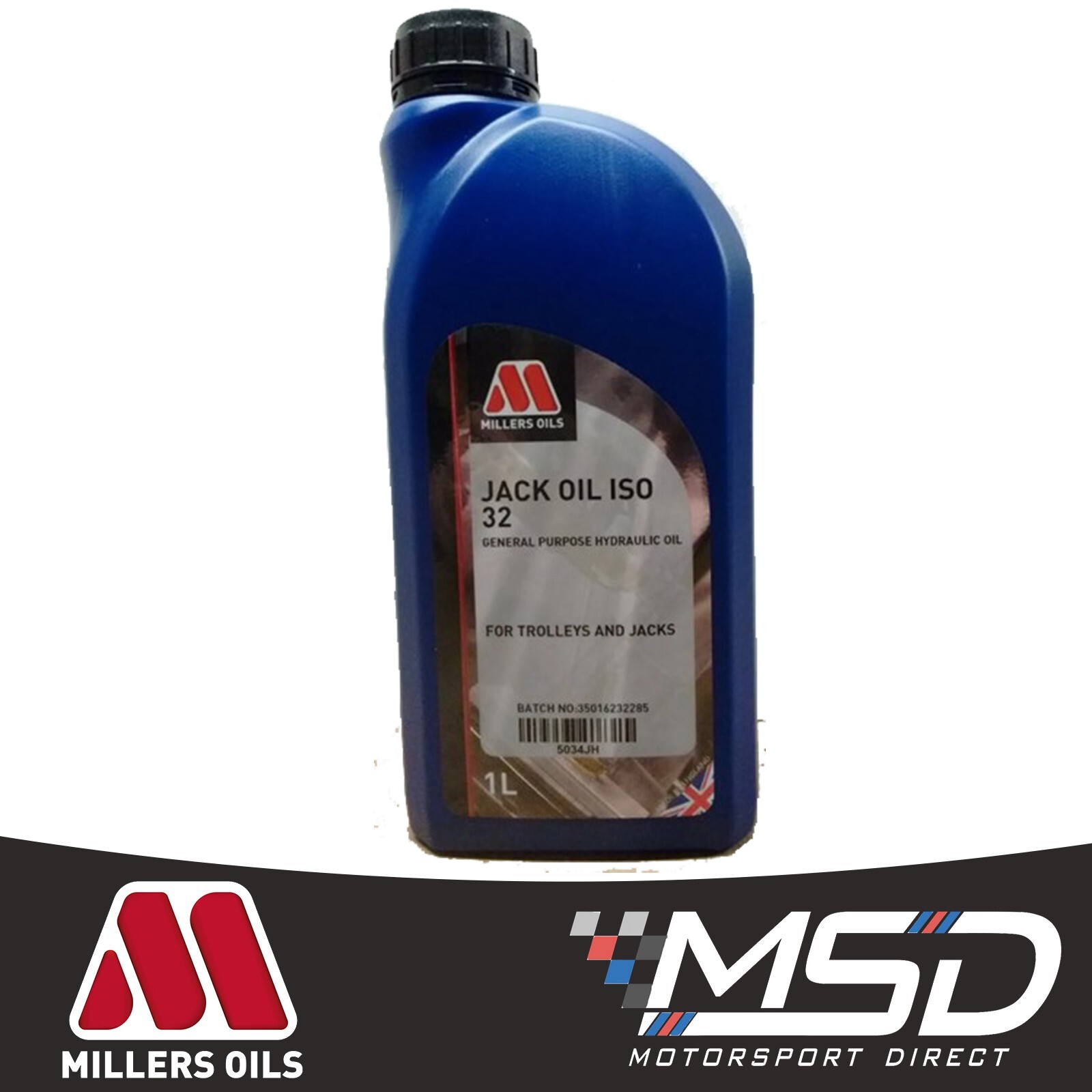 1 LTR MILLERS OILS HYDRAULIC TROLLEY JACK & LIFT OIL ISO 32 PREMIUM