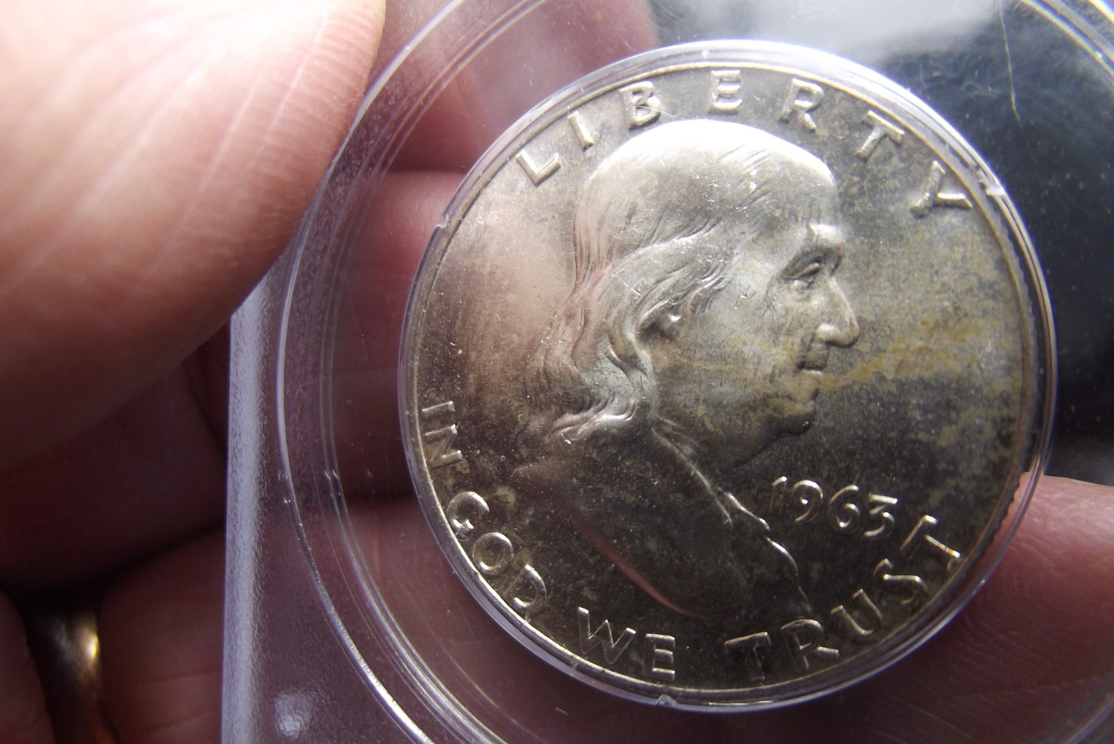 1963-D Silver Franklin Half $ PCGS First Older Gen Holder "RATTLER" PQ!!!