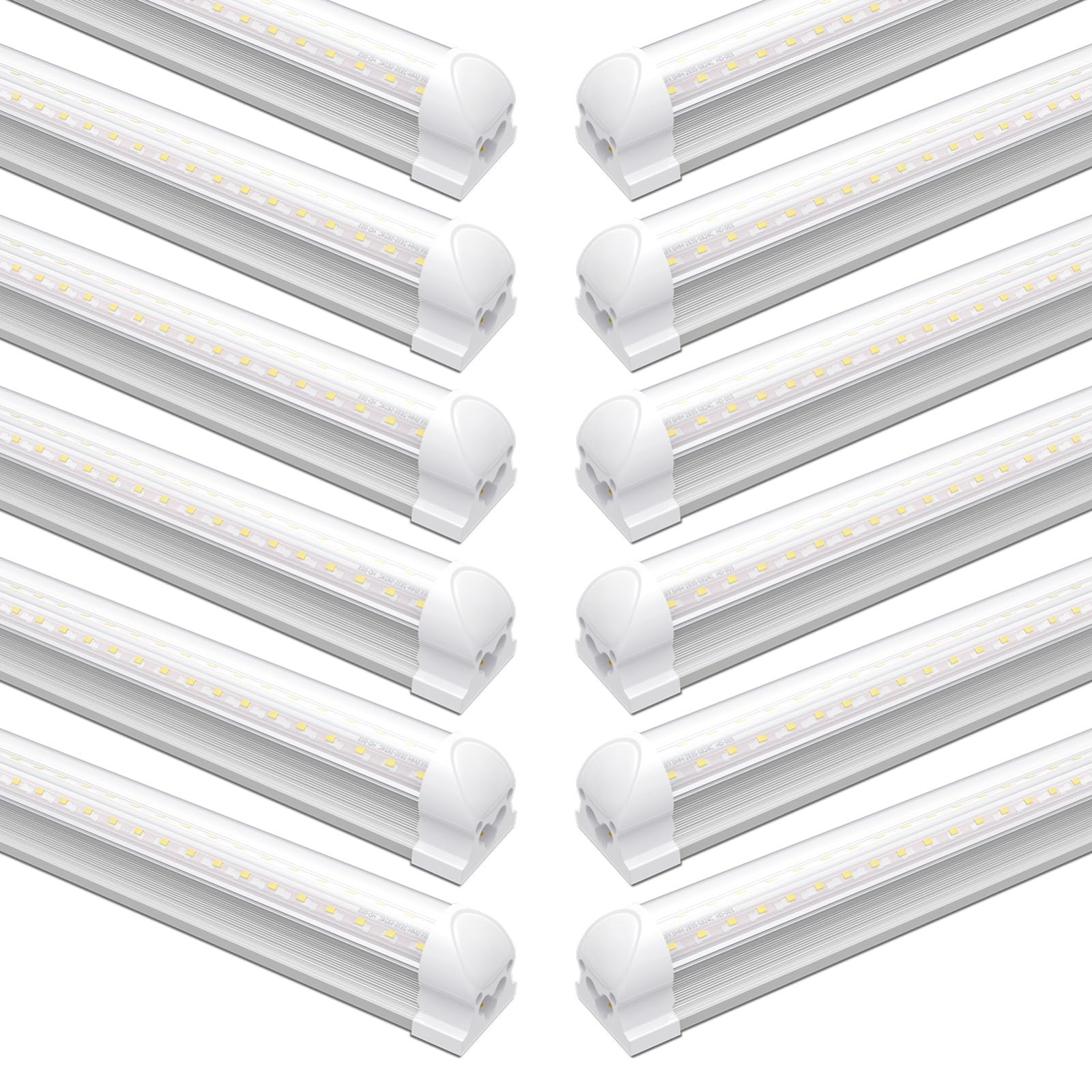 12x 8FT LED Shop Light 72W 5000K T8 Linkable Tube Fixture Garage Warehouse Light