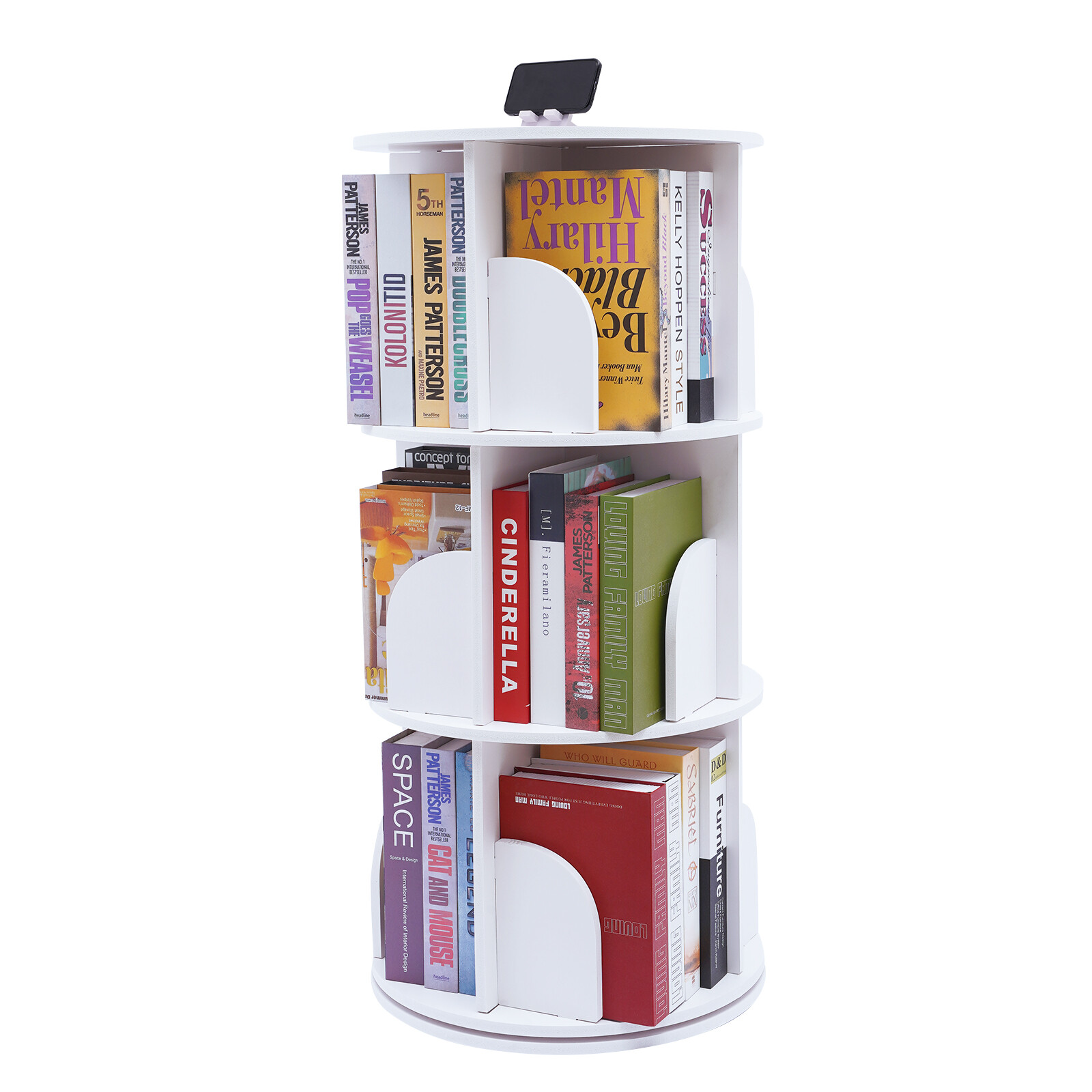 3Tier 360 Rotating Bookshelf Bookcase Storage Shelf Freestanding Display Rack
