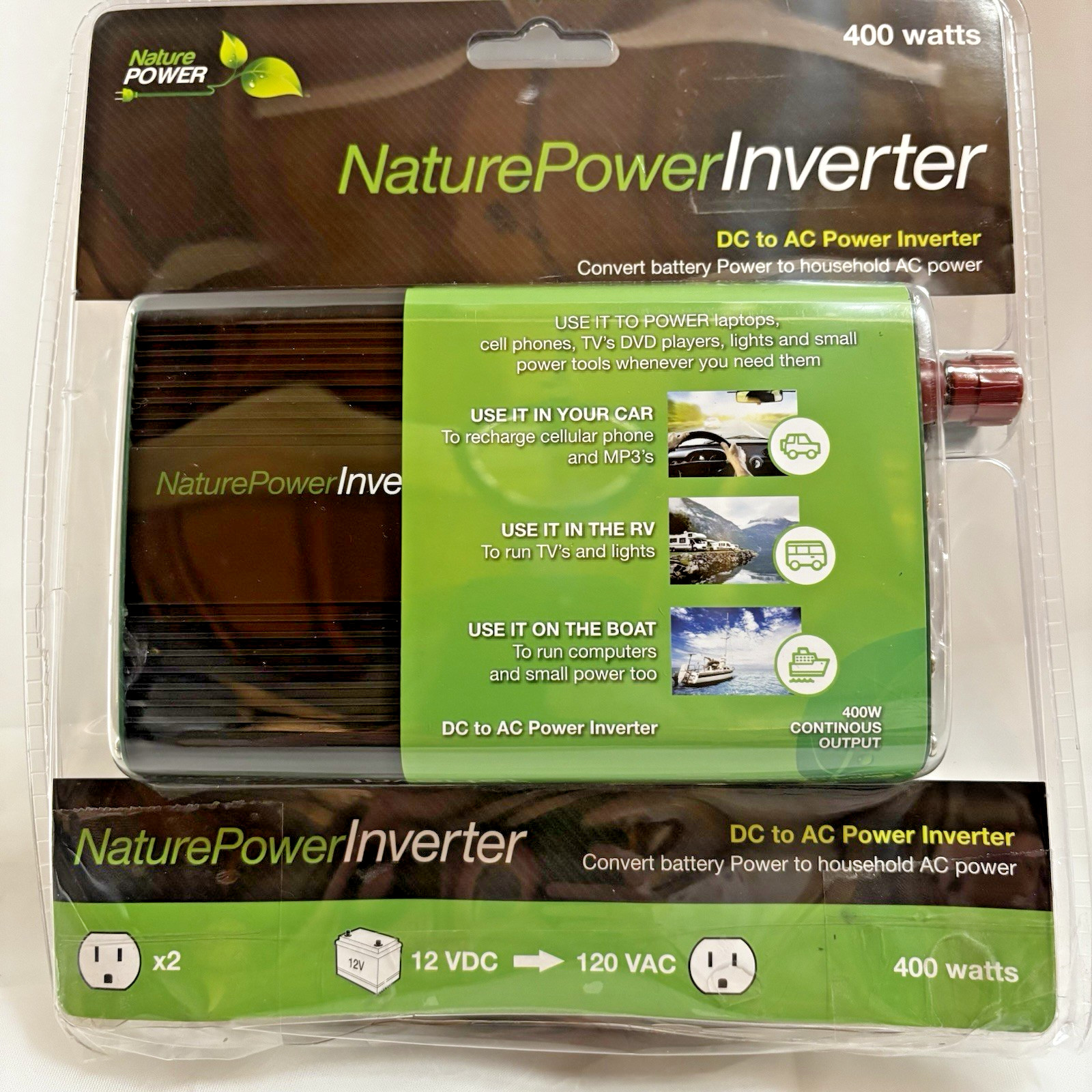 Nature Power 400 Watt Power Inverter - DC to AC Power Inverter