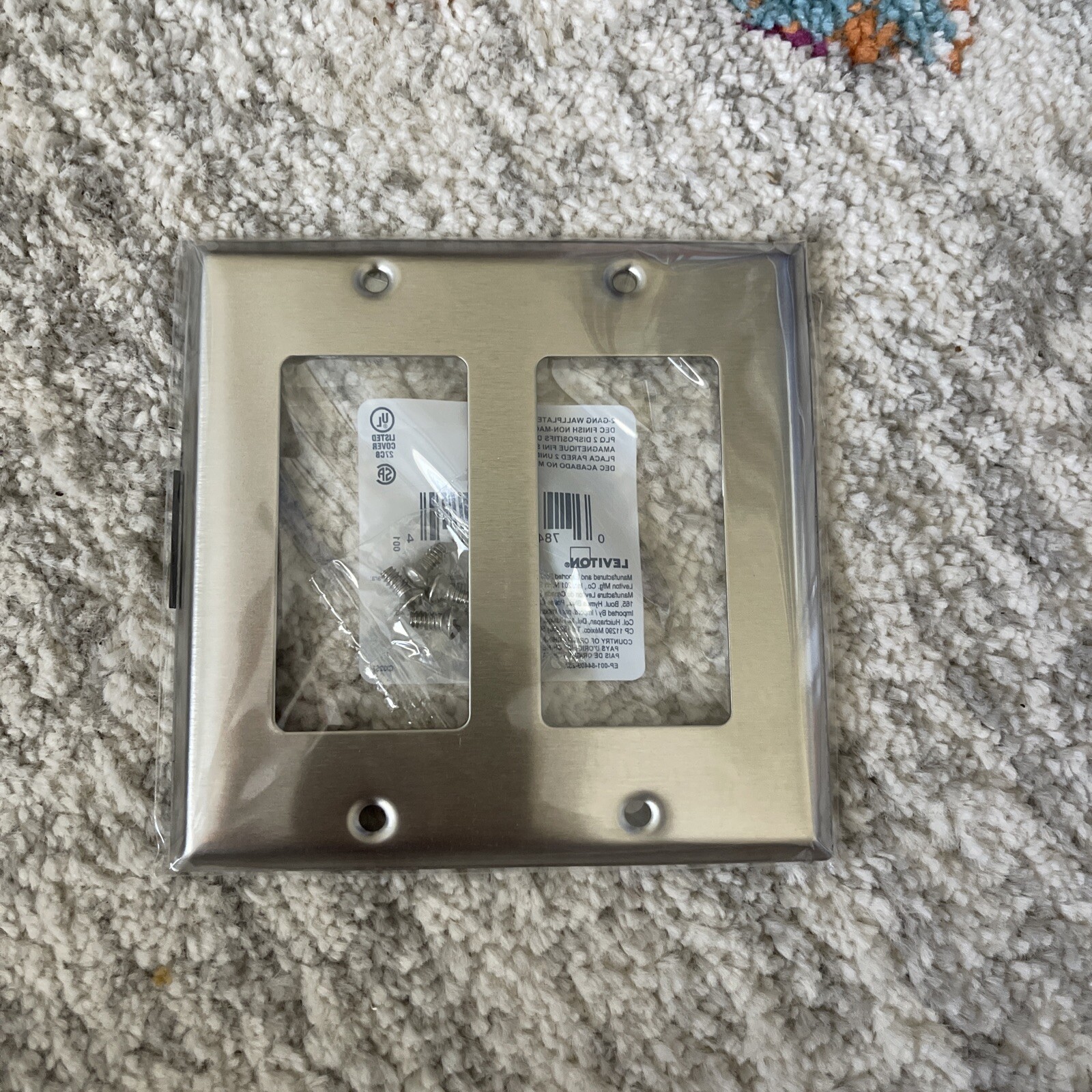 Leviton 84409-40 2 Gang Decora Stainless Steel Wallplate Brand New In Plastic
