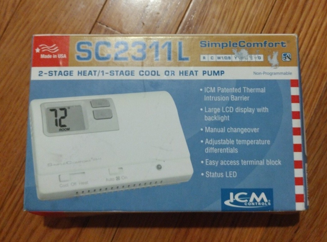 ICM SC2311L Simple Comfort 2 Stage Thermostat Cool Heat Pumps TWO EACH TWO EACH!