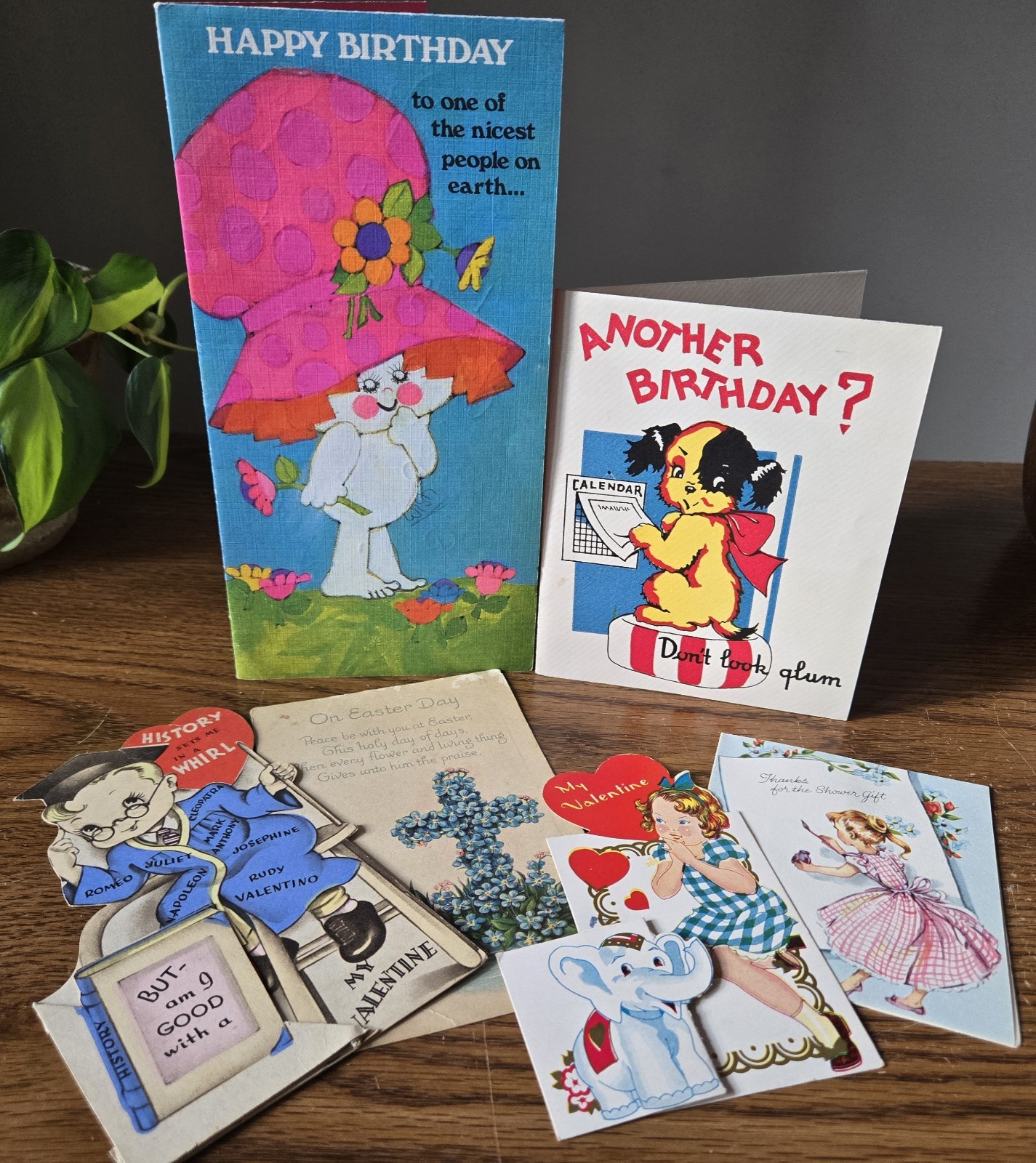 6 Vintage Cards Ephemera: Birthday, Valentines, Easter, Bridal/Baby Shower
