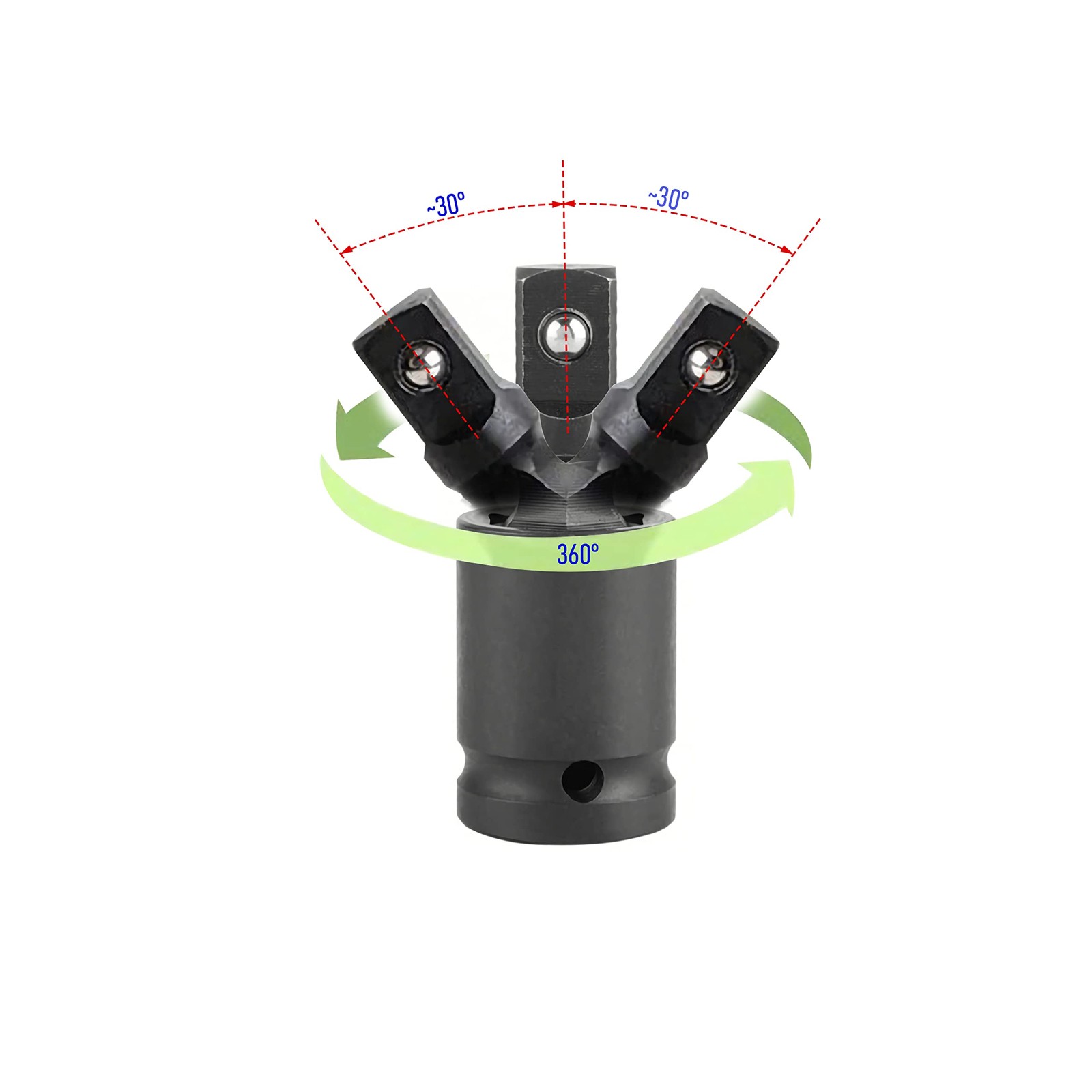 1/4" Universal Joint Swivel Socket Adapter, Black Impact Socket Extension