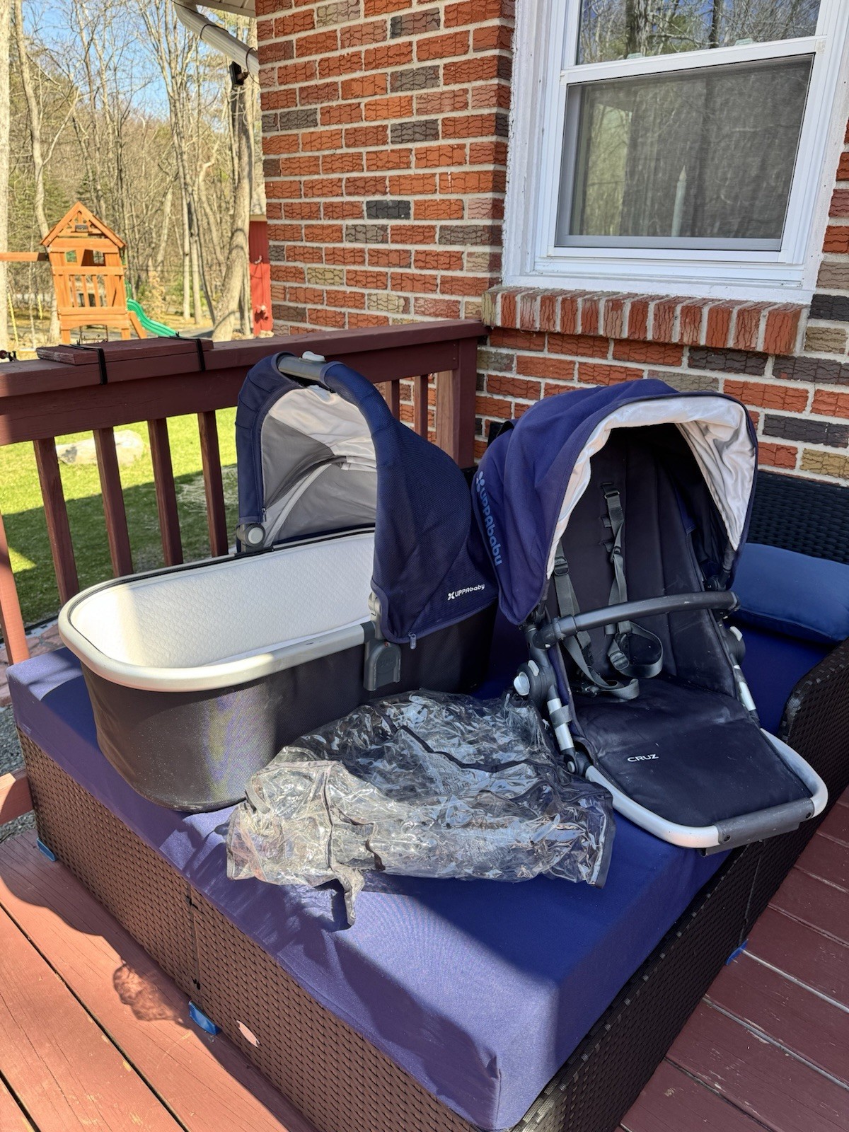 UPPAbaby CRUZ Stroller Bassinet Navy Blue Rubber Tires