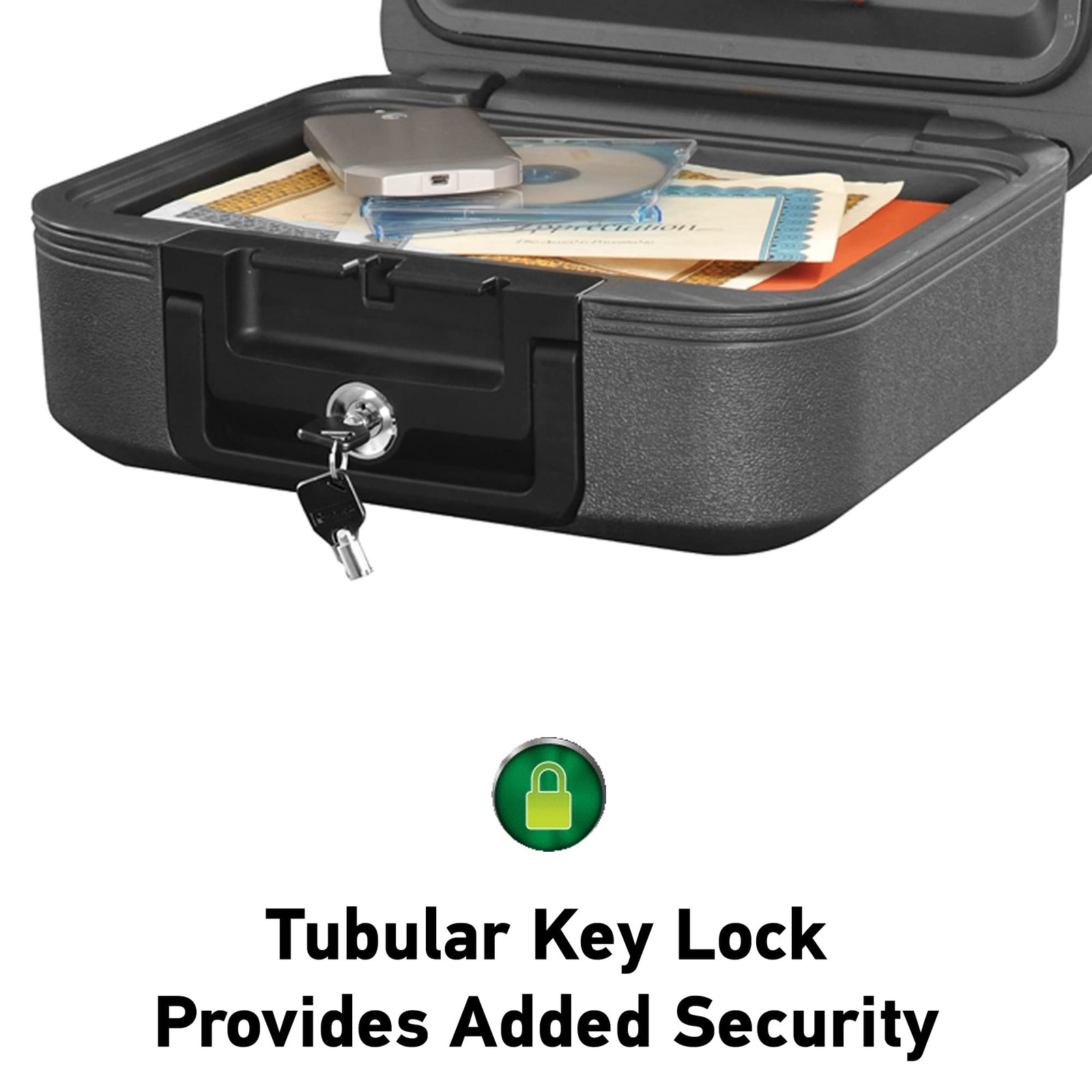 Dark Gray Fireproof and Waterproof Safe with Key Lock, Chest Lock Box with Ca...