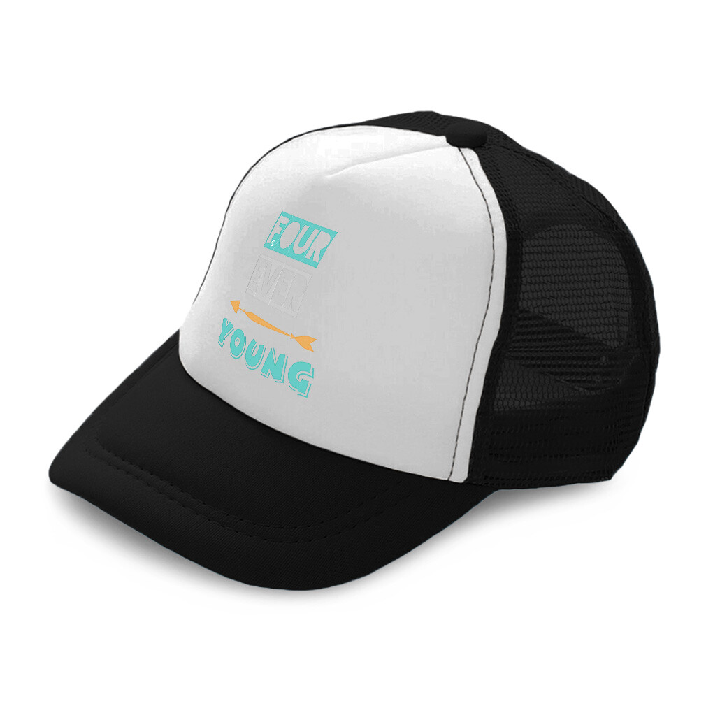 Kids Trucker Hat Forever Young Arrow Polyester Boys Caps & Girls Caps Adjustable