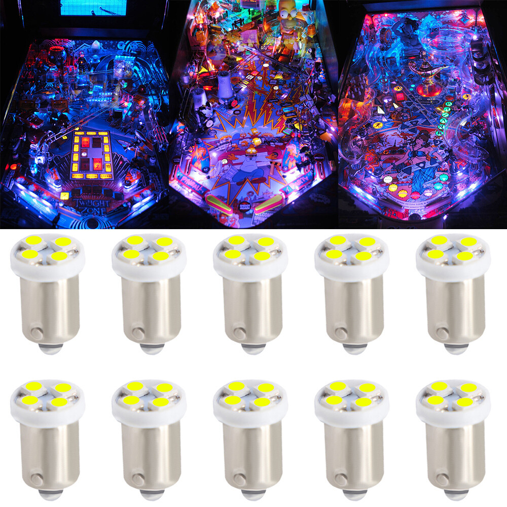 10X Pinball 6.3 Volt LED White Replacement Bulbs 44 47 1847 Bayonet Base BA9S