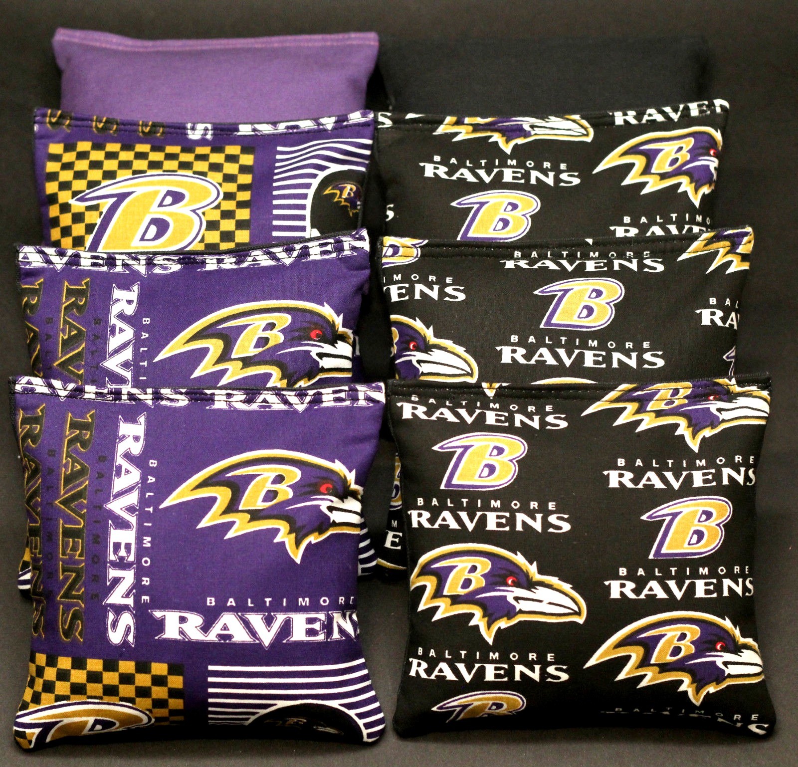 BALTIMORE RAVENS All Weather Plastic Resin Filled Cornhole Bean Bags WATERPROOF!