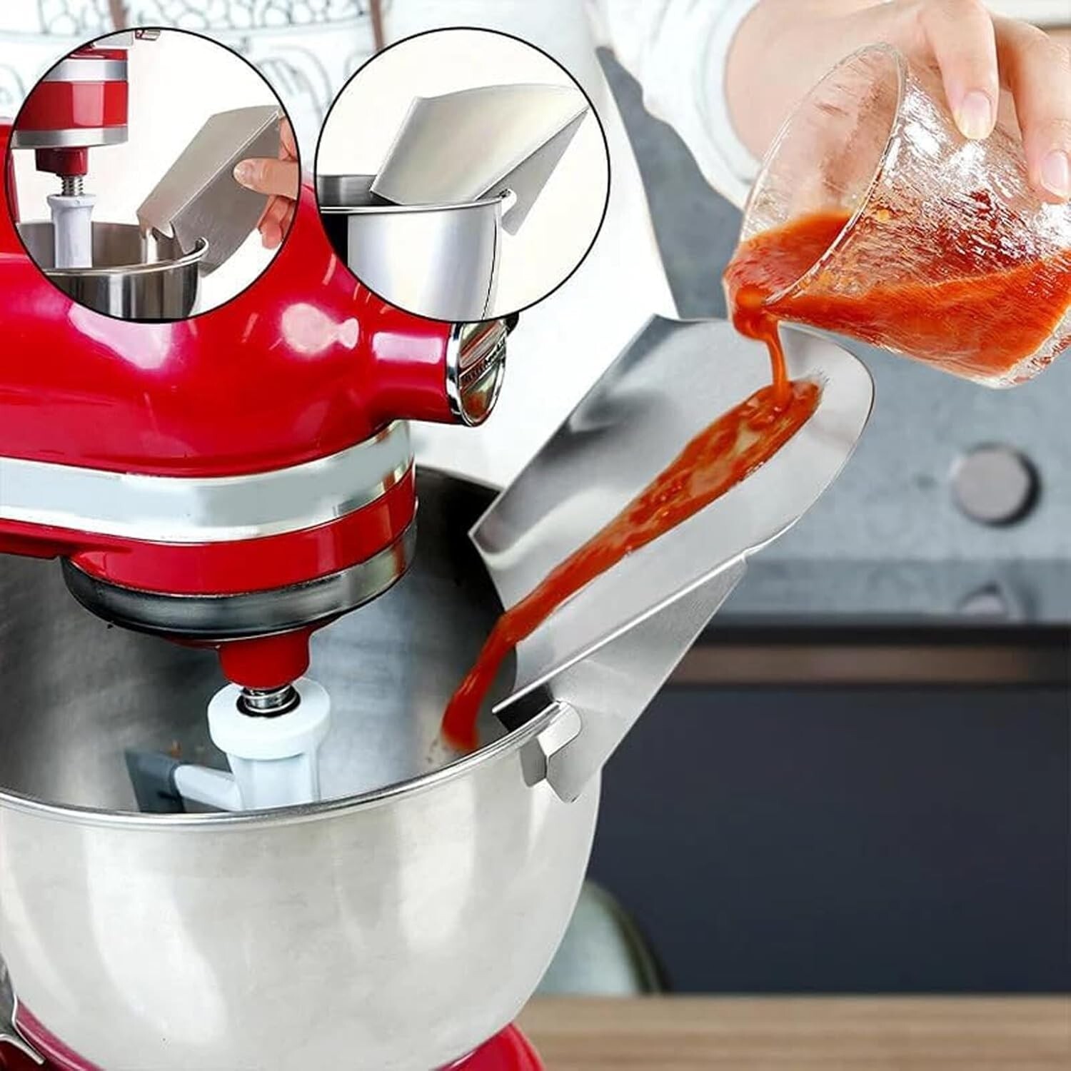 Stainless Steel Pouring Shield for Stand Mixer Versatile Shield Food Processing
