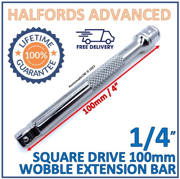 Halfords Advanced 1/4" Square Drive Wobble Extension Bar 100mm - New - Free P&P